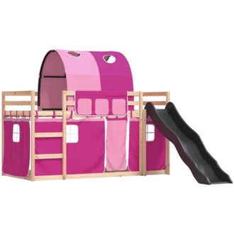 vidaXL Vidaxl - Bunk Bed without Mattress with Slide and Curtains Pink 90x190 cm Single