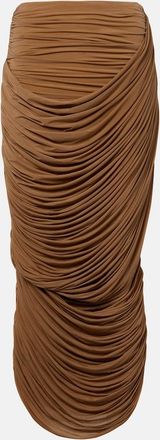 Magda Butrym Draped ruched jersey midi skirt