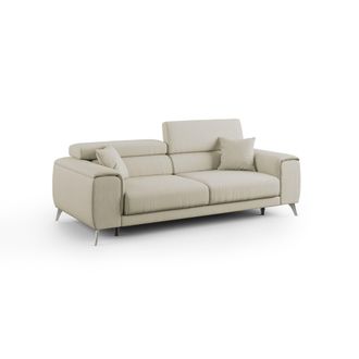 Divani.Store Fusion Sof&aacute; Con Asientos Deslizantes En Tela Suave Antimanchas 185 Cm Crema