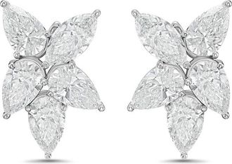 Diana M. Jewels 14KW WG 12.00 Ct TW of Lab grown pear and marquise shape diamonds cluster earrings