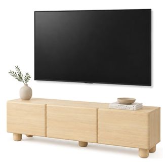 Dmora Mueble Para Tv Gareto, Un Estante, 3 Puertas, Esquinas Redondeadas, 150x38x47h Cm, Roble Marr&oacute;n