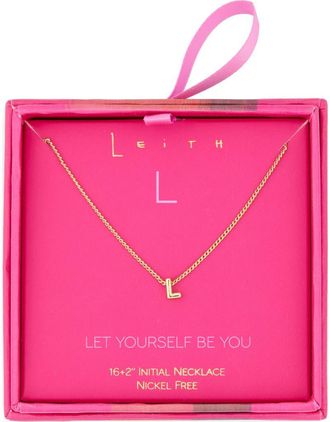 Leith Let Yourself Be You Bubble Initial Pendant Necklace in L- Gold at Nordstrom Rack