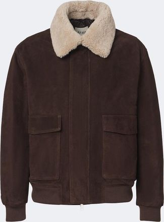 Arma Bari shearling-trimmed suede blouson jacket