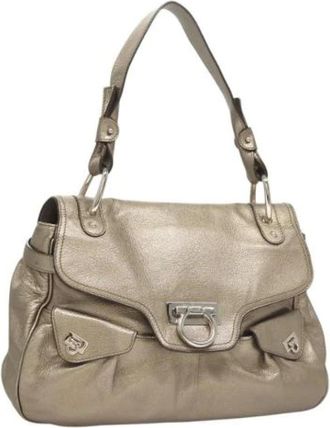 Ferragamo Tweedehands leren handtassen - Dames - Vintage Shopper - Grijs - ONE Size - Leer - Vintage