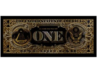 Schubiger M&ouml;bel Digitaldruck auf Glas Ein-Dollar-Schein in Schwarz und Gold