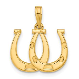 Diamond2Deal 14k Yellow Gold Polished Double Horseshoe Pendant