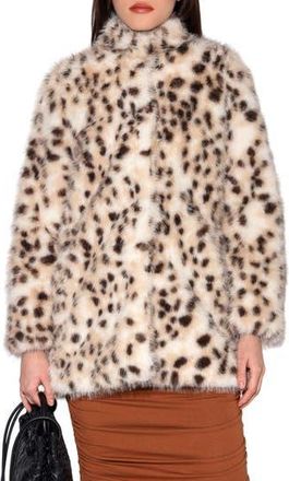 Walter Baker Priscilla Faux Fur Coat in Lynx at Nordstrom Rack, Size X-Small