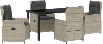 vidaXL Garden Dining Set 5 pcs Light Grey Poly Rattan Vidaxl