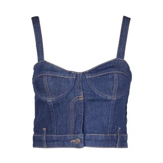 Moschino Denim Crop Top met Hartvormige Halslijn - Dames - Tops zonder mouwen - Blauw - M - Denim - Tops