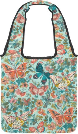 Generic Beautiful Butterflies Blue Reversible Canvas Shoulder Tote - Double-Sided Print, 12oz Cotton, 27cm Drop, Fold-Flat Bag for Travel, Shopping, Street Ou