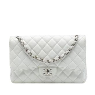 Chanel Pre-owned Classic Double Flap Shoulder Bag - Dames - Pre-owned - Wit - Maat: ONE Size Leer
