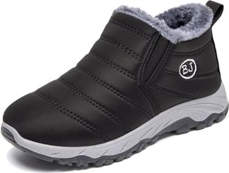 Generic Womens Walking Boots Flat Heel Slip On Ankle Boot Plush Lined Cosy Winter Shoes Slip Resistant Warm Casual Comfortable Short Boots Everyday Footwear