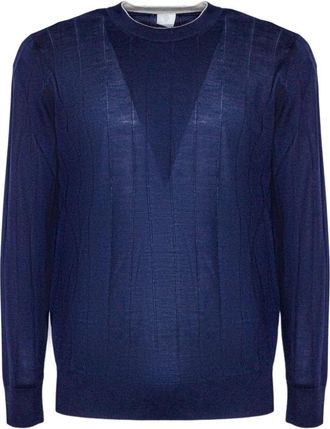 Eleventy Trui met ronde hals - Heren - Ronde hals truien - Blauw - S - Wol - Truien & Vesten