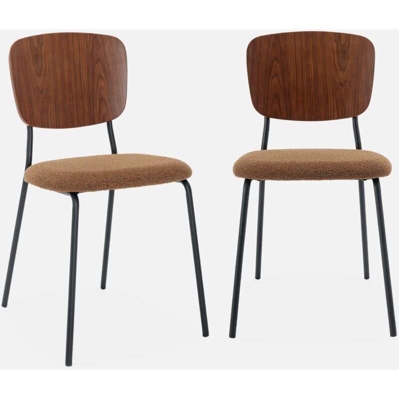Sweeek Sedia Da Ufficio Con Ruote - Design In Legno Curvato Impiallacciato Noce E Similpelle Nera, Altezza Regolabile 78-88 Cm