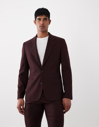 Asos Blazer da abito skinny bordeaux-Rosso