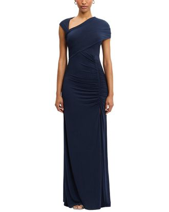 H&eacute;rve L&eacute;ger Ruched Matte Jersey Draped Gown