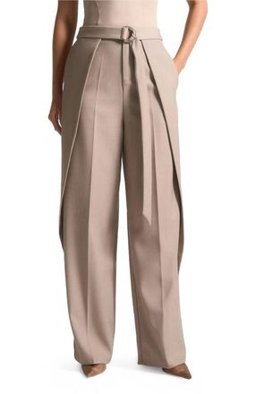 Mani&egrave;re De Voir Foldover Trousers with D-Ring Belt in Taupe at Nordstrom, Size 16