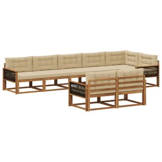 vidaXL Conjunto De Sof&aacute;s De Exterior 8 Pcs Natural Y Beige Vidaxl