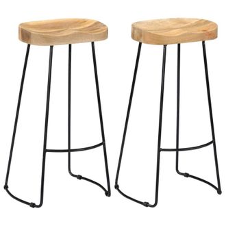 vidaXL Sgabelli Da Bar Gavin 2 Pz In Legno Massello Di Mango Vidaxl