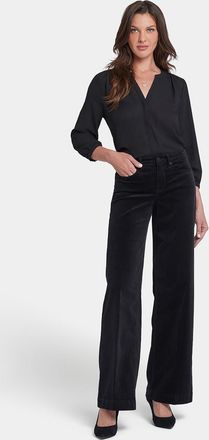 NYDJ Teresa Brede Fluwelen Broek | Zwart