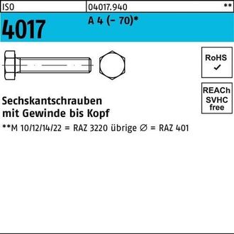 OEM Tornillo Hexagonal Iso 4017 Vg M 10 X 180 A 4 (- 70) 25 Piezas