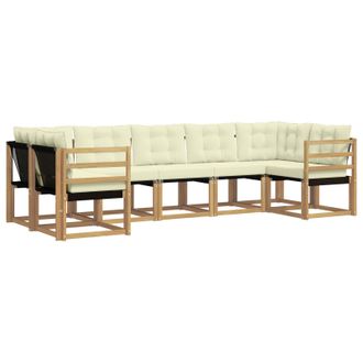 vidaXL Conjunto De Sof&aacute;s De Exterior Con Coj&iacute;n 7 Pcs Blanco Y Crema Vidaxl