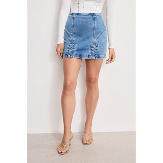 Good American Womens Dolly Lace Up Mini Skirt | Indigo, 0 Size 24 Plus | Good American by Khlo&Egrave; Kardashian