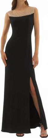 Joseph Ribkoff Embellished Yoke Maxi Dress In Black