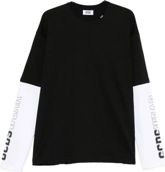 GCDS Zwarte Logo Crew Neck Sweater - Heren - Longsleeves - Zwart - L - Katoen - Tops
