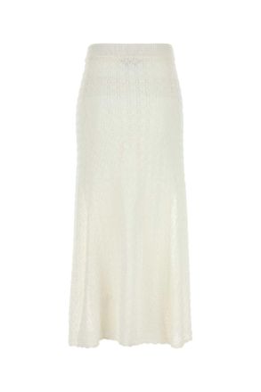 Ganni Womens White Crochet Skirt Egret Exterior: Viscose Nylon Gonne
