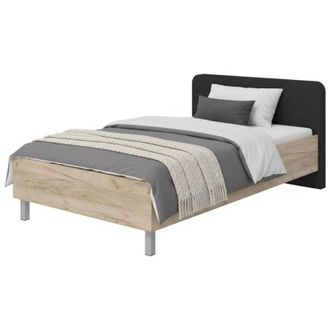 Dmora Letto Piazza e Mezza Norcia, Dimensione Materasso 120x200 cm, Imbottito, Marrone Rovere Grigio