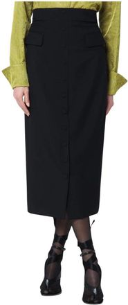 Dries Van Noten Rokken, Dames, Zwart, S, Wol, Zwarte Wollen Rok
