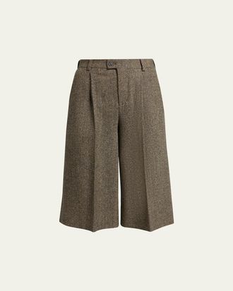 Saint Laurent Herringbone Wool Culotte Shorts