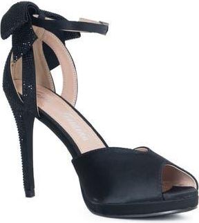 Lauren Lorraine Fling Rhinestone Platform Peep Toe Sandal in Black at Nordstrom Rack, Size 7.5