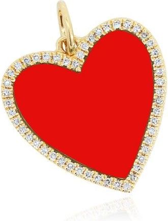 The Lovery Coral Diamond Halo Heart Charm