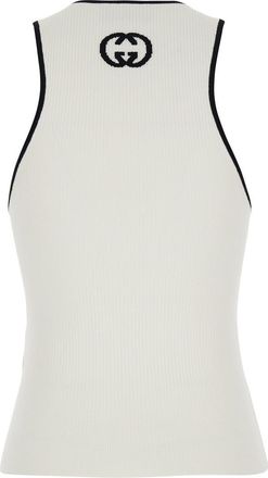 Gucci Womens Sleeveless Top White Viscose Blend Tops
