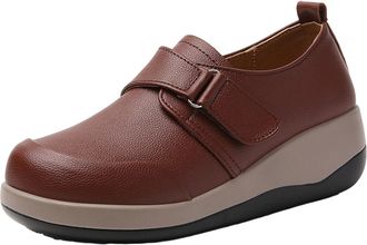 Generic Wedge Shoes for Women Comfortable Walking Shoe Solid Color Round Toe Stylish Breathable Casual Slip On Running Shoes Outdoor Workout Brown