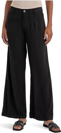 Kut from the Kloth Meg- High Rise, Wide Straight Legs, Front Pleats Womens Jeans Black : 10 30, Linen/Rayon/Spandex