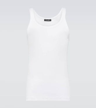 Tシャツ・カットソー DOLCE & GABBANA WHITE COTTON TANK TOP Dolce & Gabbana Men's Off White Tank Top