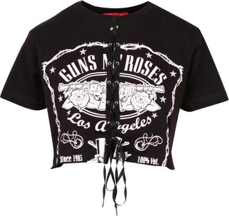 Aniye By Zwarte Guns n Roses Crop Top - Dames - T-shirts - Zwart - XS - Katoen - Tops