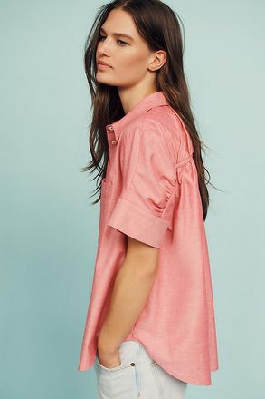 Maeve Short-Sleeve Yoke Shirt Top
