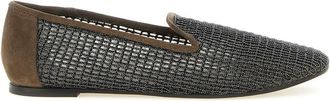 Brunello Cucinelli Brown Embroidery Loafers