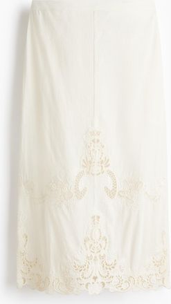 H&M Jupe aus Leinenmix mit Broderie Anglaise - White