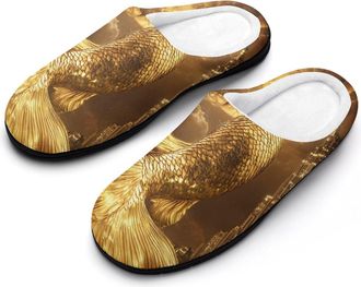 Generic Mermaid in Gold Full Moon Cotton Slippers for Women Indoor Outdoor Slipper Slip-On Memory Foam Home Shoes