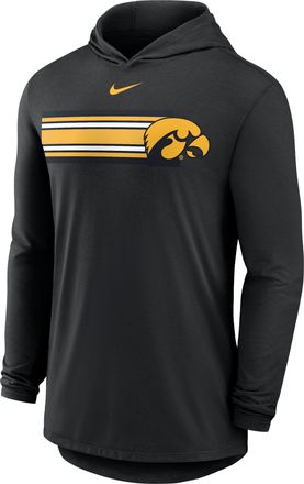 Nike Iowa Primetime Pattern Nike Mens Dri-FIT College Long-Sleeve Hooded T-Shirt in Black | 01NB00AIA-CZH