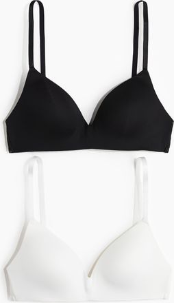 H&M 2er-Pack Bügellose BHs aus Mikrofaser - White