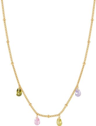 Estella Bartlett Cubic Zirconia Station Necklace in Gold at Nordstrom