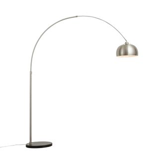 QAZQA Moderno L&aacute;mpara De Arco Moderna De Acero Regulable - Grande Acero Inoxidable /m&aacute;rmol Redonda Adecuado Para Led Max. 1 X 60 Watt - Qazqa