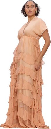 Mes Demoiselles... Kleedjes, Dames, Oranje, M, Charlotte Maxi Jurk