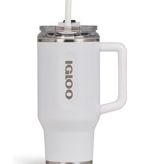 Igloo Travel Mug Flip n Sip Taza T&eacute;rmica 946 Ml Acero Inoxidable Con Pajita - Blanco